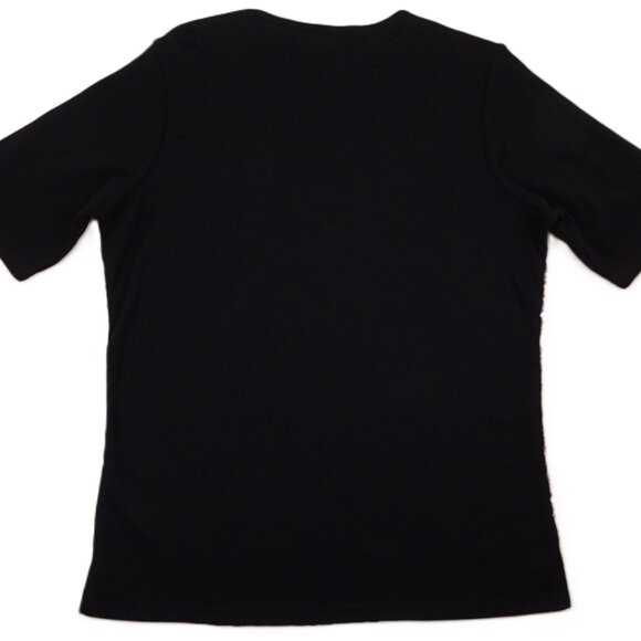 NWT Quacker Factory Sequin Lace t-shirt Medium Black Silver Blue New Year's Eve - Picture 7 of 7